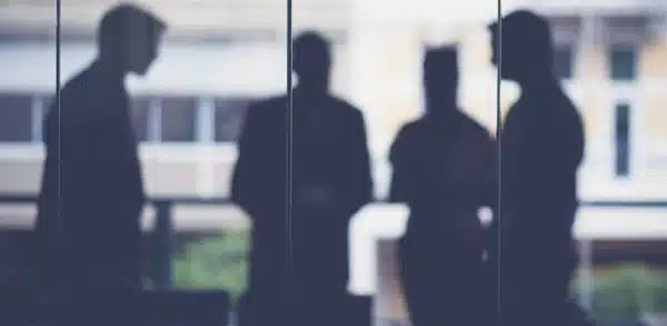 Blurred image of professionals working